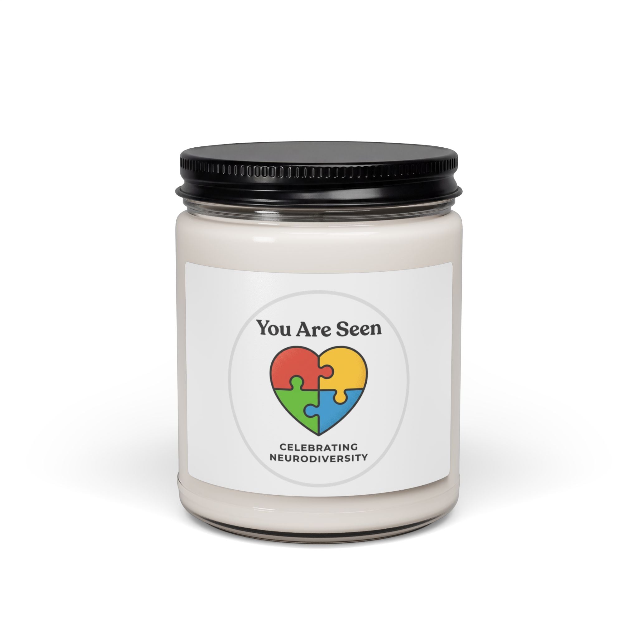 You Are Seen Heart Puzzle Candle, Soy Candle | Neurodiversity, Autistic Pride, Sensory-Friendly