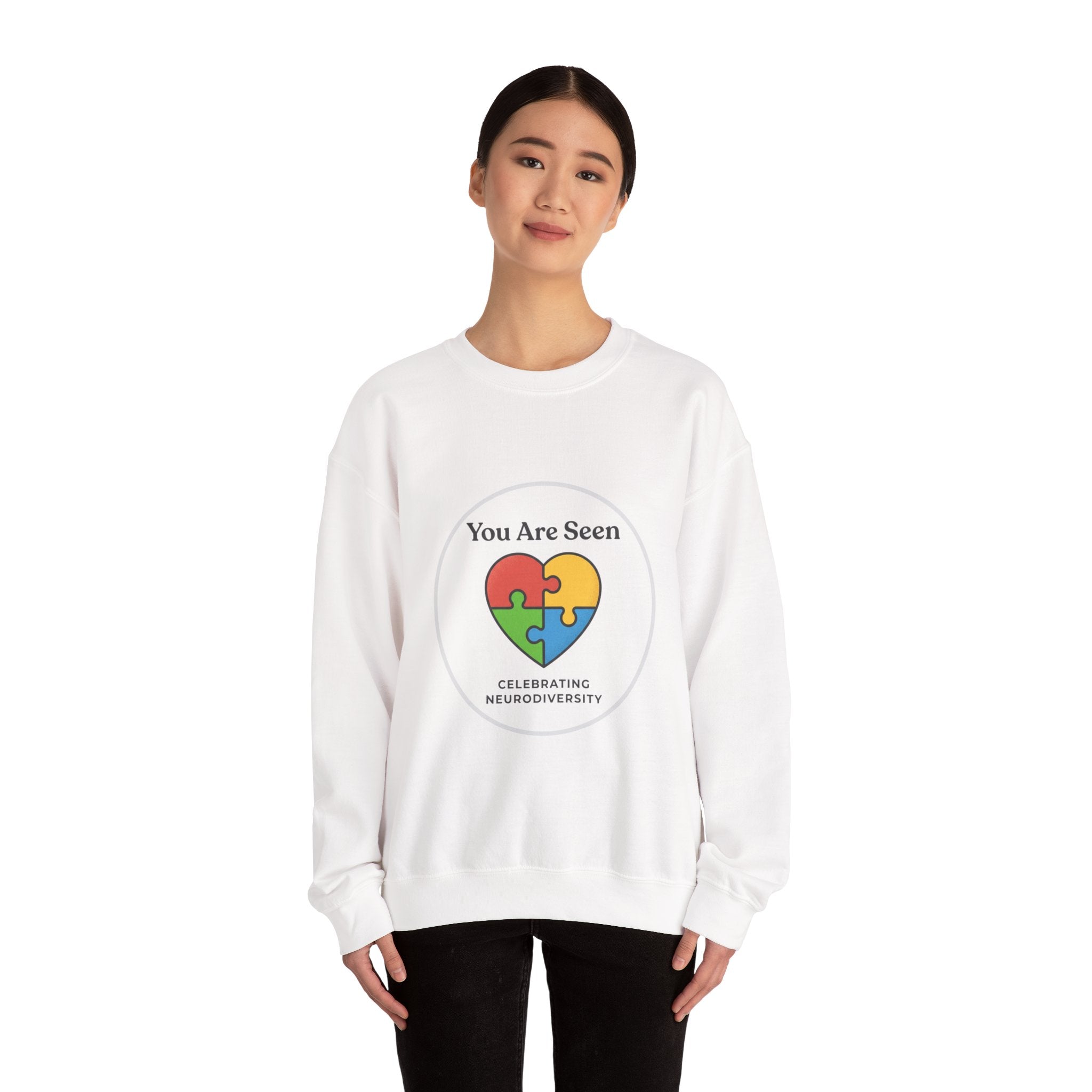 You Are Seen Heart Puzzle Crewneck Sweatshirt | neurodiversity, autistic pride