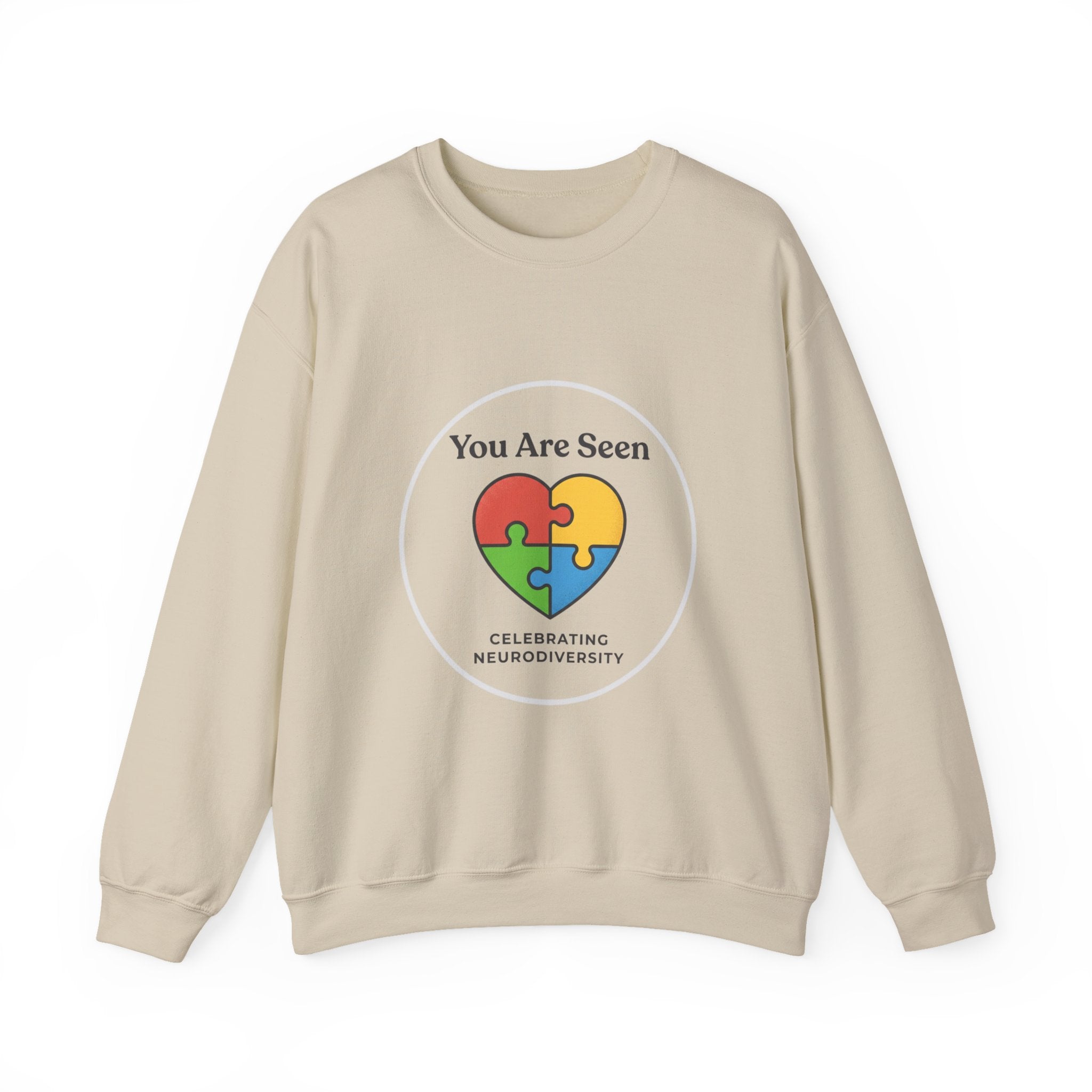 You Are Seen Heart Puzzle Crewneck Sweatshirt | neurodiversity, autistic pride
