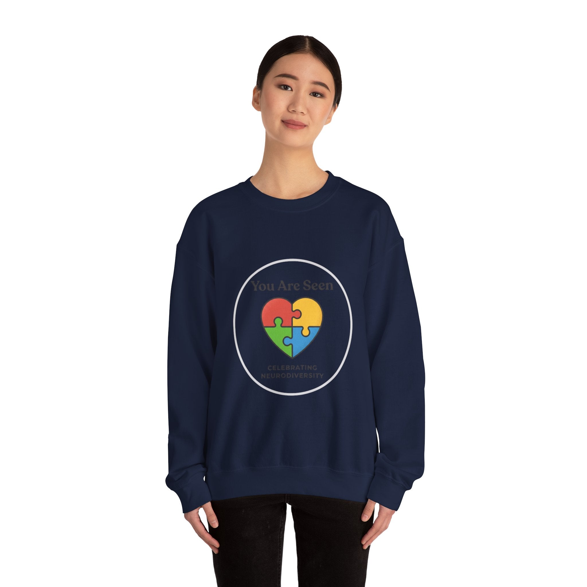 You Are Seen Heart Puzzle Crewneck Sweatshirt | neurodiversity, autistic pride