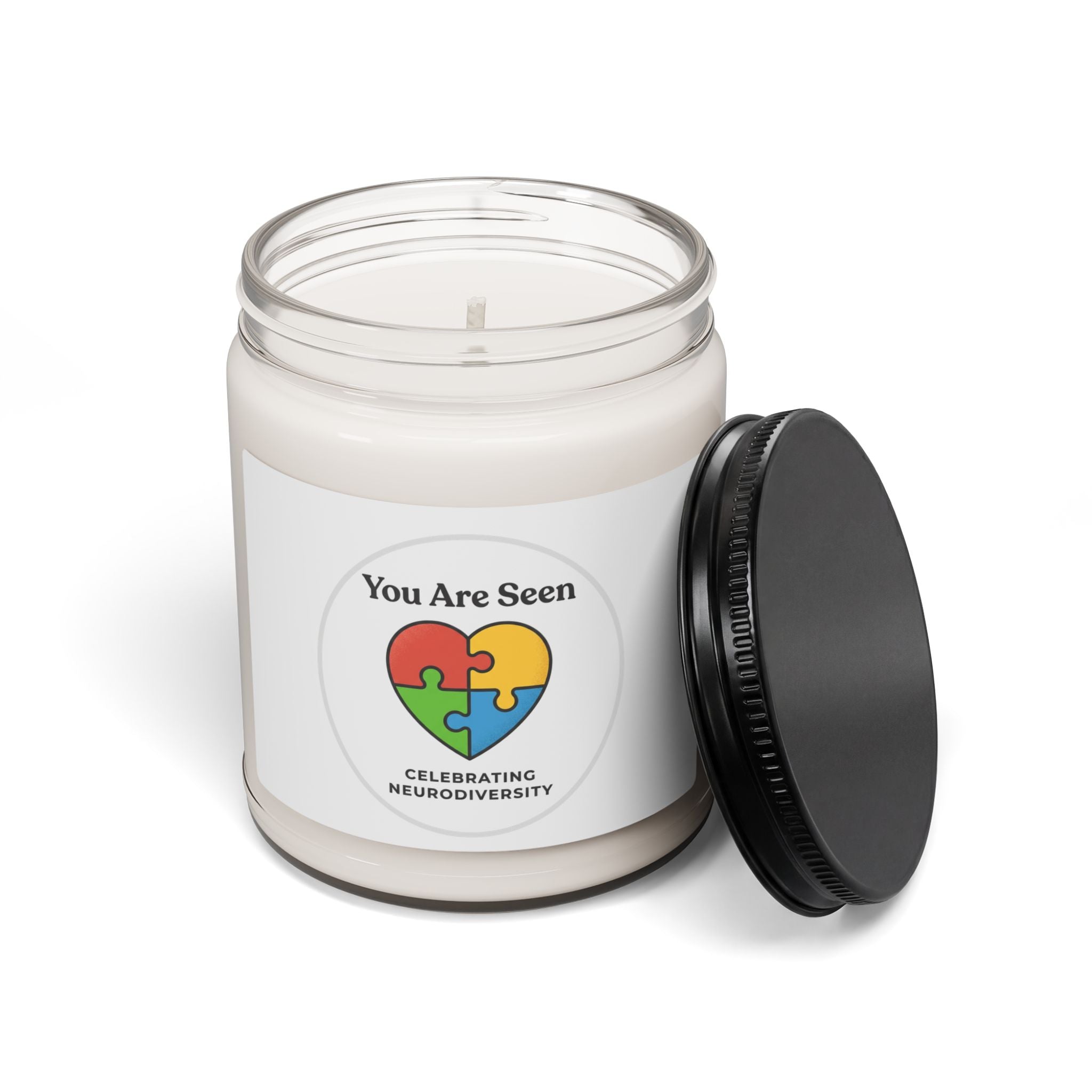You Are Seen Heart Puzzle Candle, Soy Candle | Neurodiversity, Autistic Pride, Sensory-Friendly