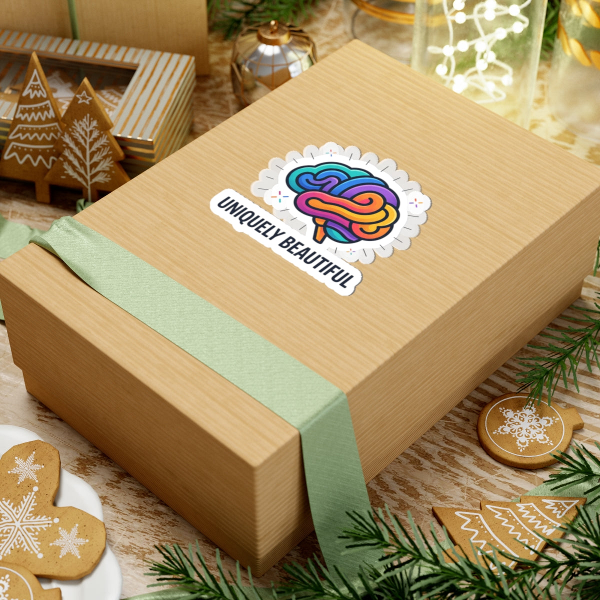 Uniquely Beautiful Brain Kiss-Cut Stickers | neurodiversity, autistic pride