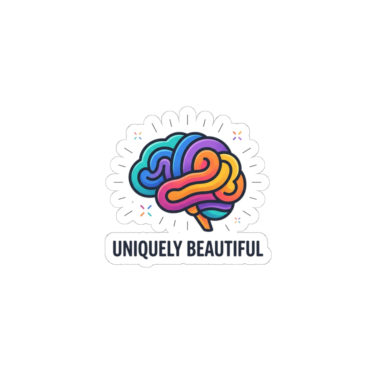 Uniquely Beautiful Brain Kiss-Cut Stickers | neurodiversity, autistic pride