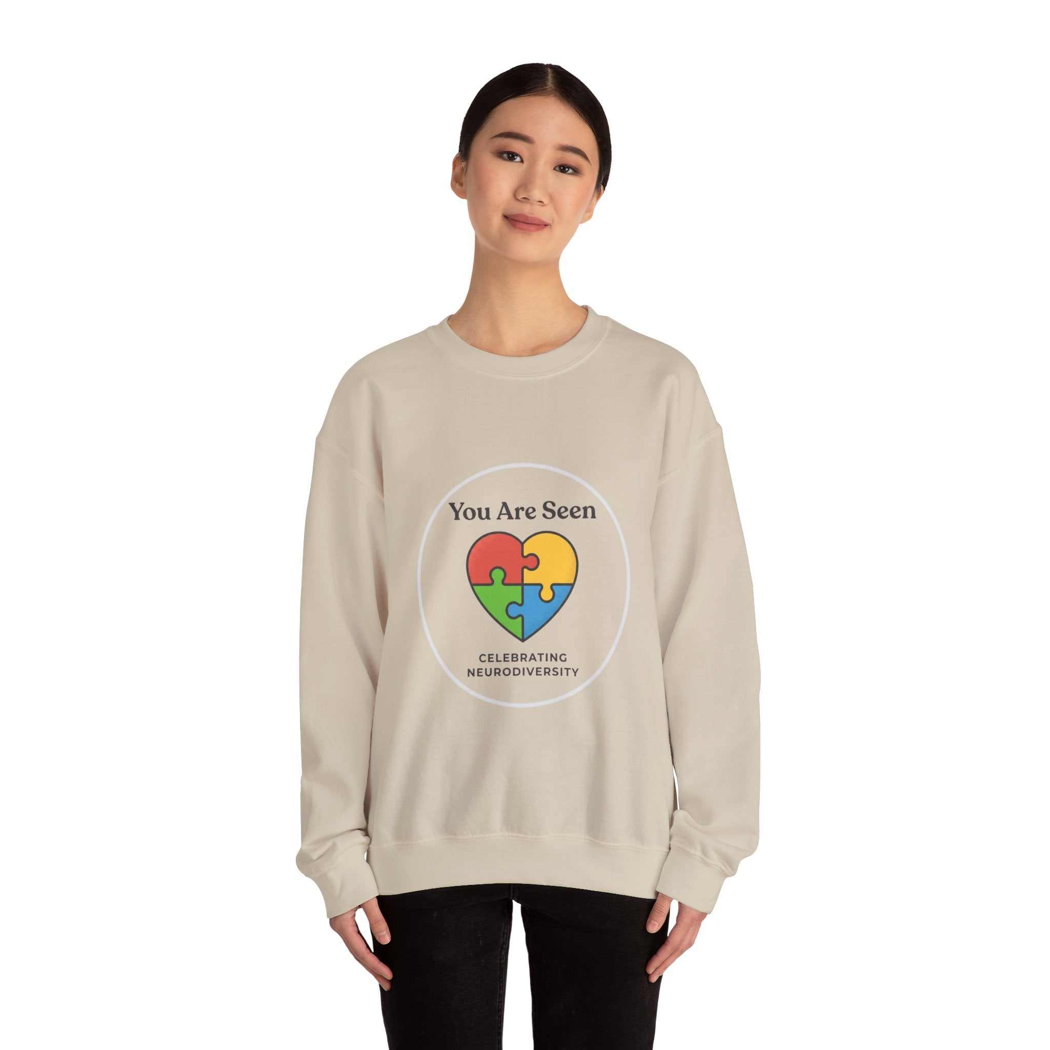 You Are Seen Heart Puzzle Crewneck Sweatshirt | neurodiversity, autistic pride